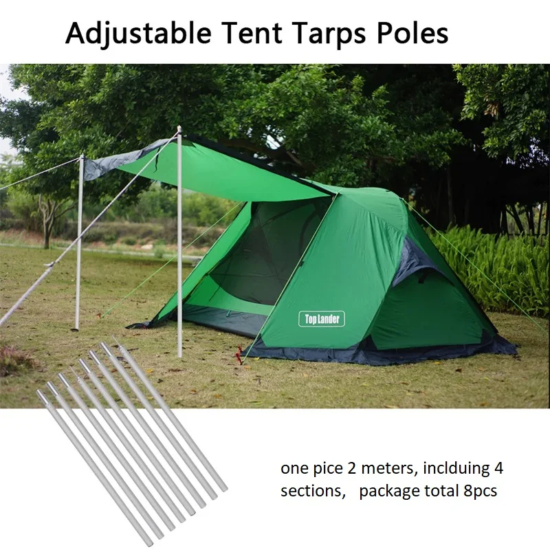 

Adjustable 2M Camping Tent Aluminum Alloy Pole Thicken Rack Stick Rod Outdoor Camping Canopy Awning Support Poles Foldable Rods