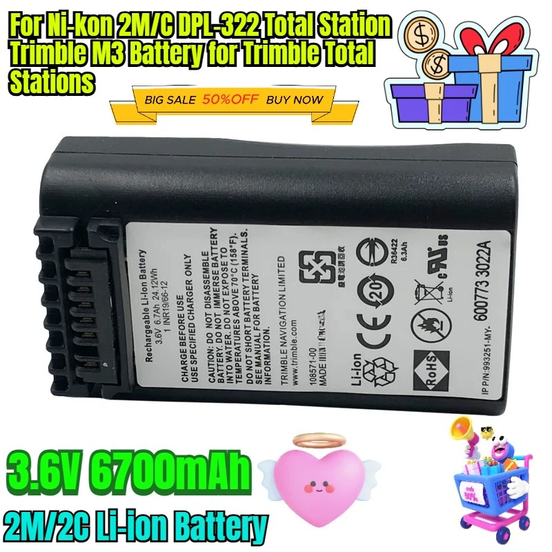 

3.6V 6700mAh 2M/2C Li-ion Battery for Ni-kon 2M/C DPL-322 Total Station Trimble M3 Battery for Trimble Total Stations