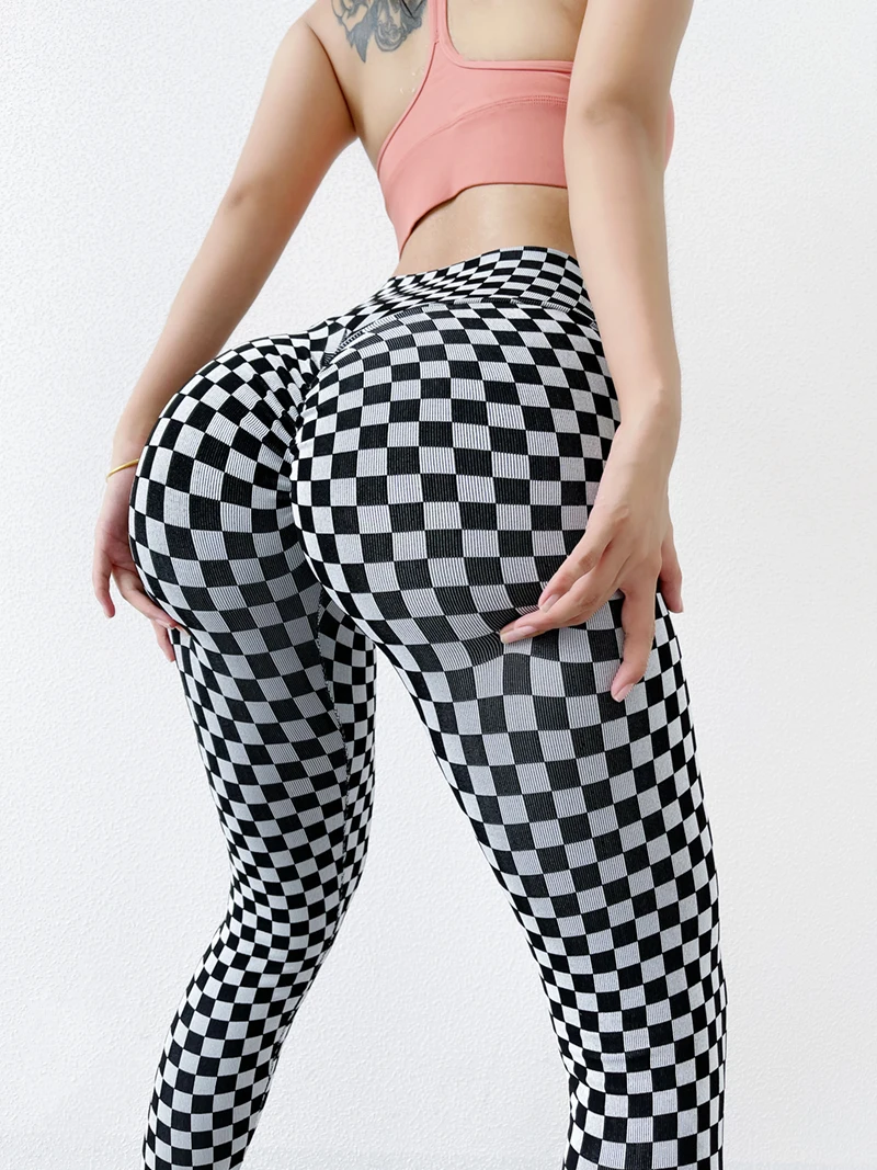 New Plaid Leggings Women Pants Yoga Gym Fitness Tights Women Sports Pants Autumn and Winter Leggings for Girls