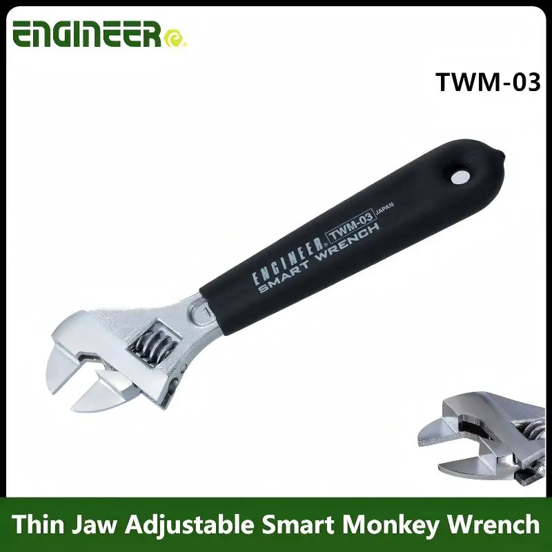 ENGINEER TWM-03 Japan-Made Adjustable Ultra-Thin Open-End Wrench - 6-inch, 20mm Opening