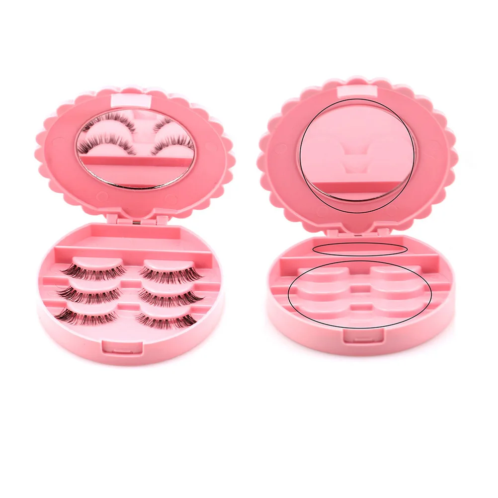 1 Uds estuche para espejo de maquillaje organizador de pestañas postizas diseño elegante con lazo caja de almacenamiento para mujer estuche de moda rosa