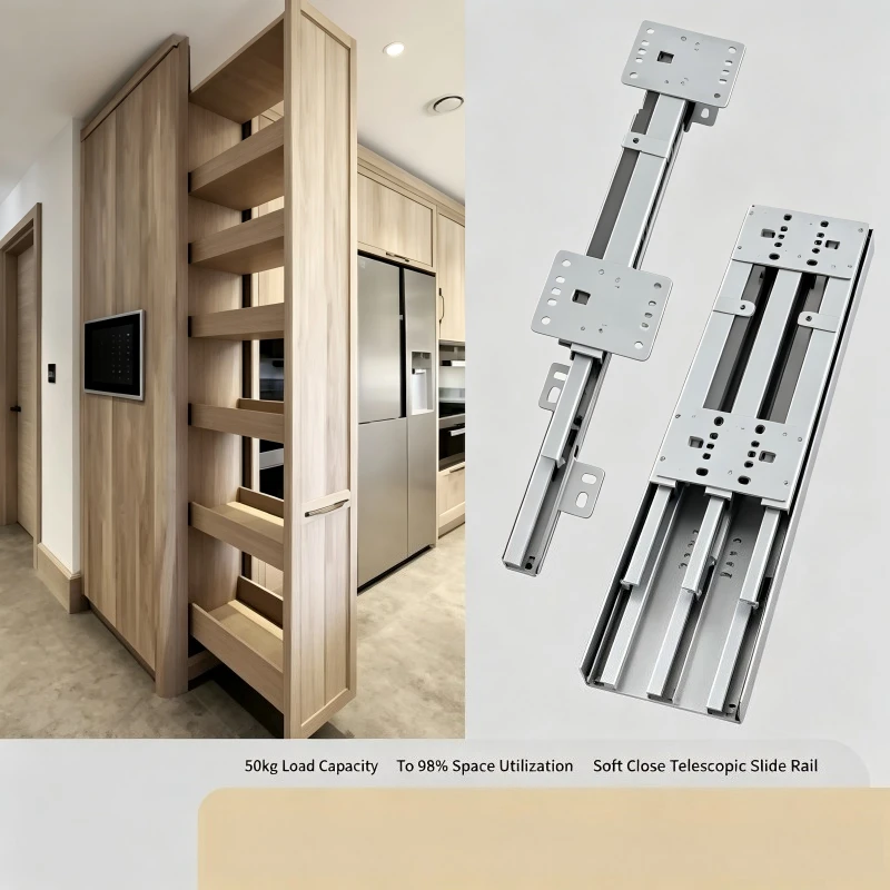 Heavy Duty Soft Close Wardrobe Slide Top Bottom Rail Silent Damper For Tall High Cabinet Furniture Hardware Fitting
