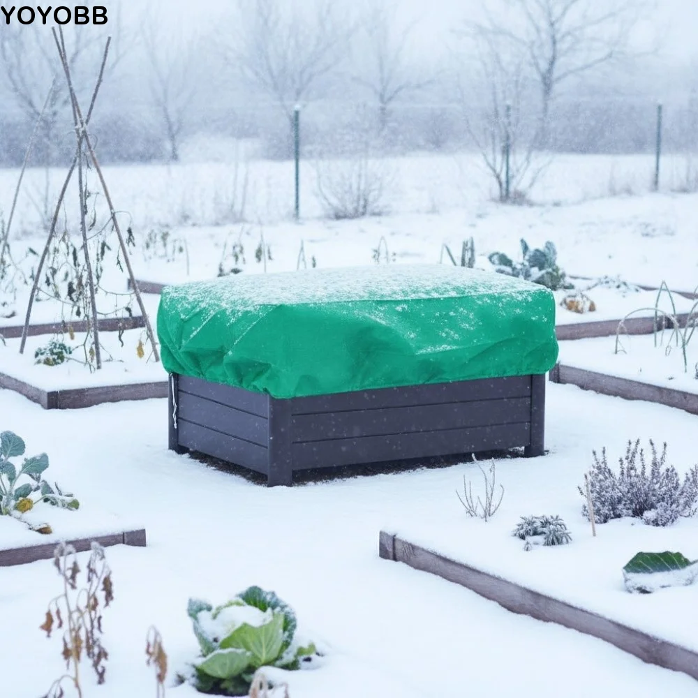 Drawstring Cord Garden Bed Cold Guard Non-woven Anti-Frost Winter Plant Protection Cover Reusable Thickened Plant Cold Cover