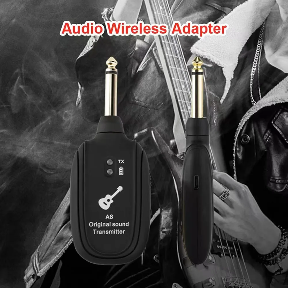 A8 UHF Electric Guitar Wireless System Transmitter Receiver Set Low latency Built-in Rechargeable For Electric Guitar Bass