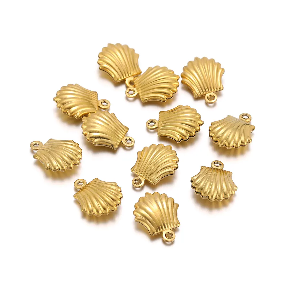 20Pcs Stainless Steel Summer Shell Hollow Charms Pendant for DIY Jewelry Making Necklaces Bracelets Accessories Wholesale