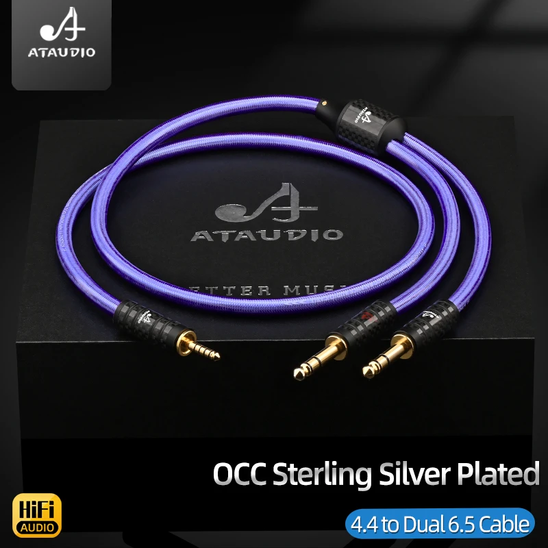 

High Quality Silver Plating OCC HiFi 4.4 Balanced to Dual 6.35 TRS Audio Cable for MR4 Speaker Connection Cable Player to Speake