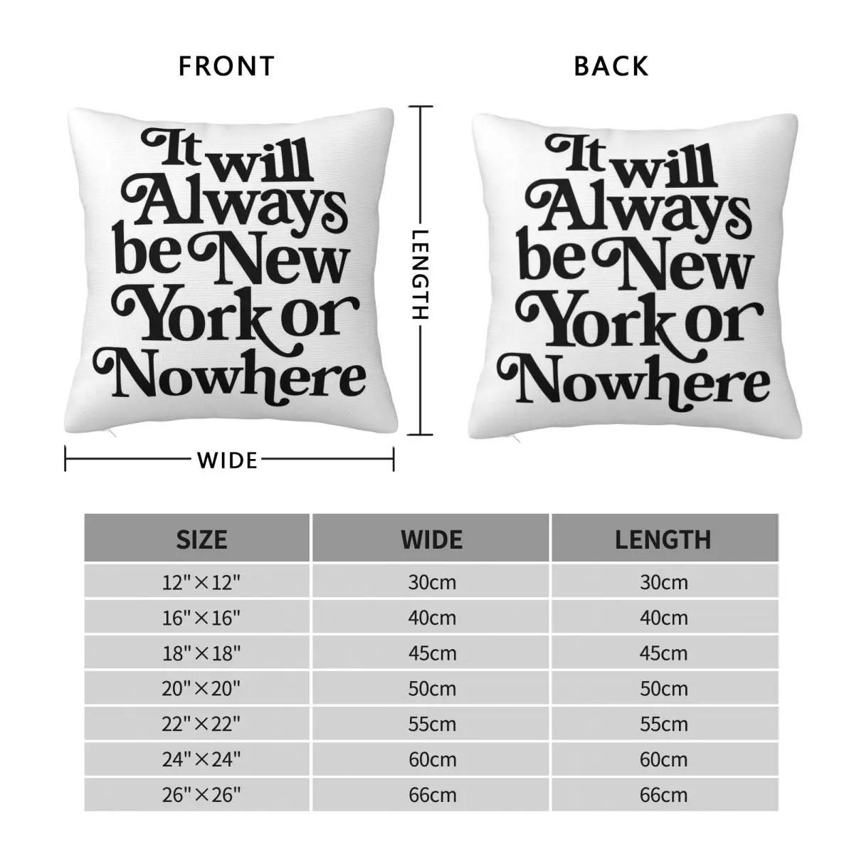 It Will Always Be New York Or Nowhere Square Pillowcase Polyester Linen Velvet Printed Zip Decorative Room Cushion Cover