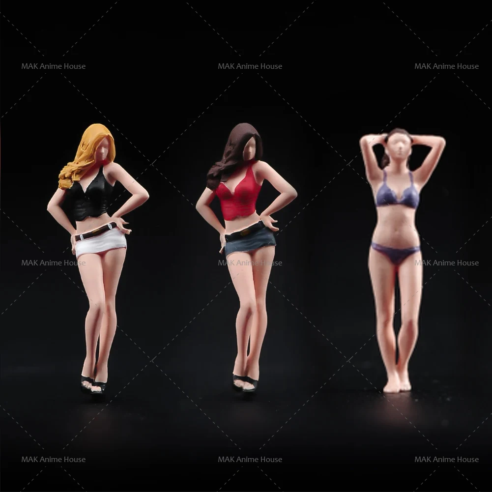 

Miniature Handmade 1/64 1/43 Bikini Hottie Model Girl Painted Diorama Figure Model Creative Photography Scene Props Model Cars