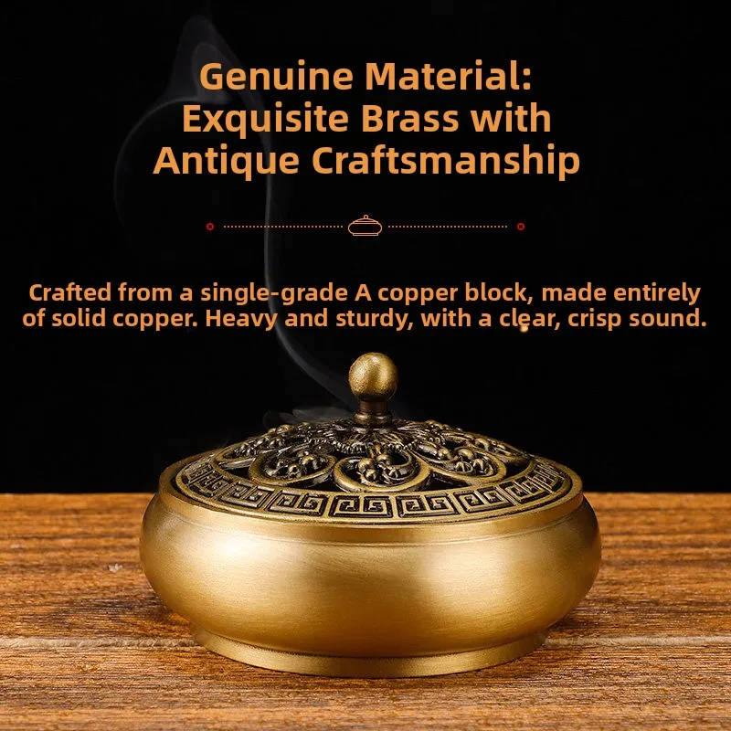 

Copper Incense Burner for Home Indoor Use Sandalwood Incense Aromatherapy Burner Artemisia Pure Artemisia Mosquito Coil Burner