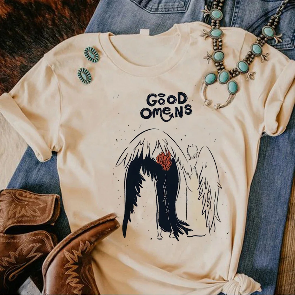 Good Omens t-shirts women graphic comic summer top girl designer clothing