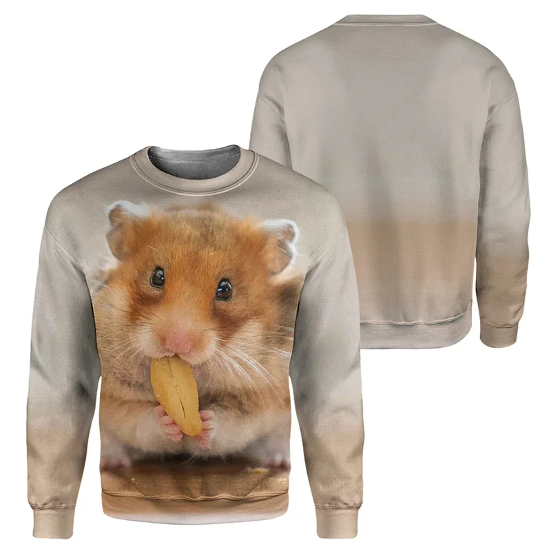 New Autumn 3D Cute Animals Hamster Gorilla Flamingo Cats Print Sweatshirts Kid Fashion Funny Pullovers Top Long Sleeves Clothing