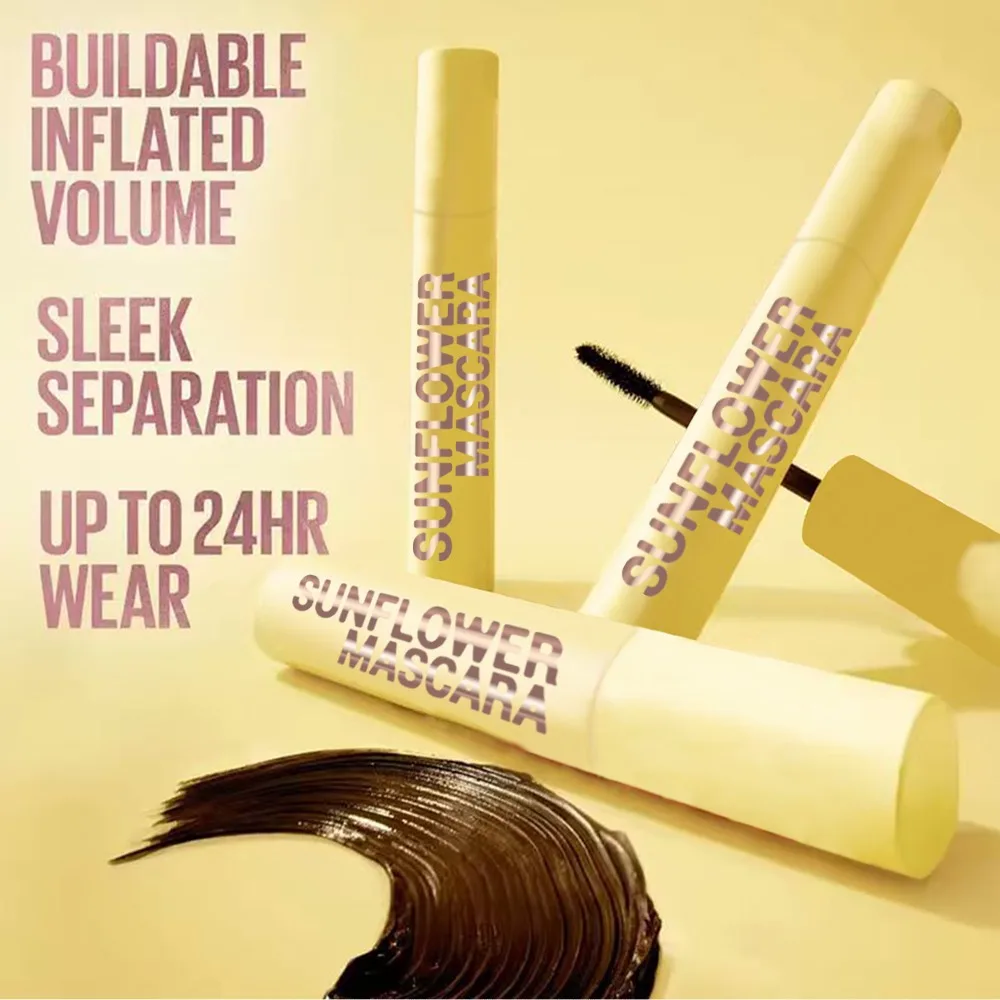 Máscara de pestañas resistente al agua, a prueba de sudor y duradera Fibra natural Alargador, rizador y engrosamiento Estilos negros y marrones