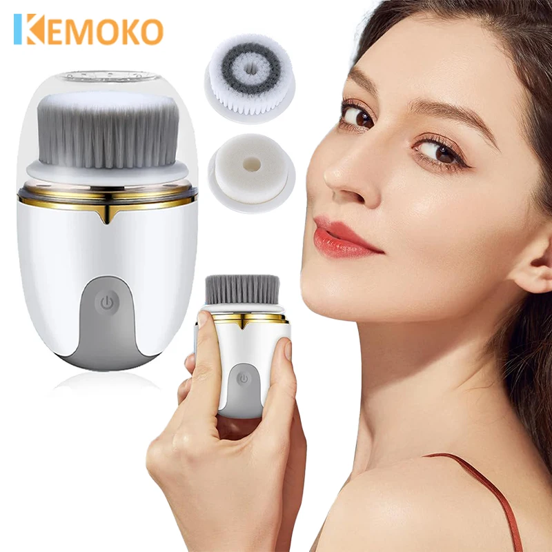3 In 1 Electric Facial Cleansing Brush Device Silicone Face Exfoliator Cleaner Vibration Massager Deep Cleansing