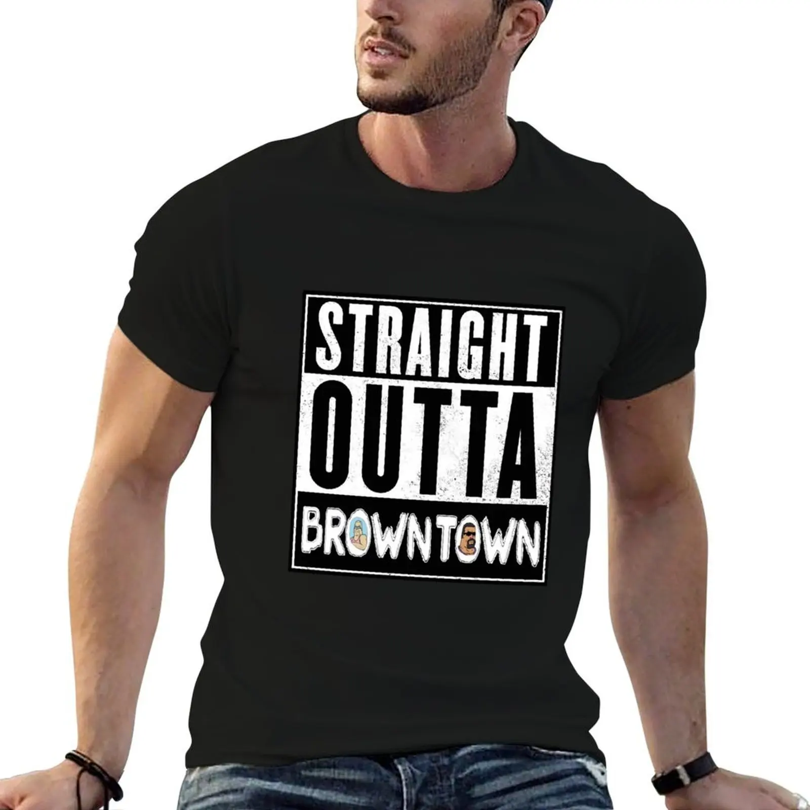 Straight Outta Browntown T-Shirt anime tshirt t shirts for man pack cotton cotton t shirt pack T-shirt