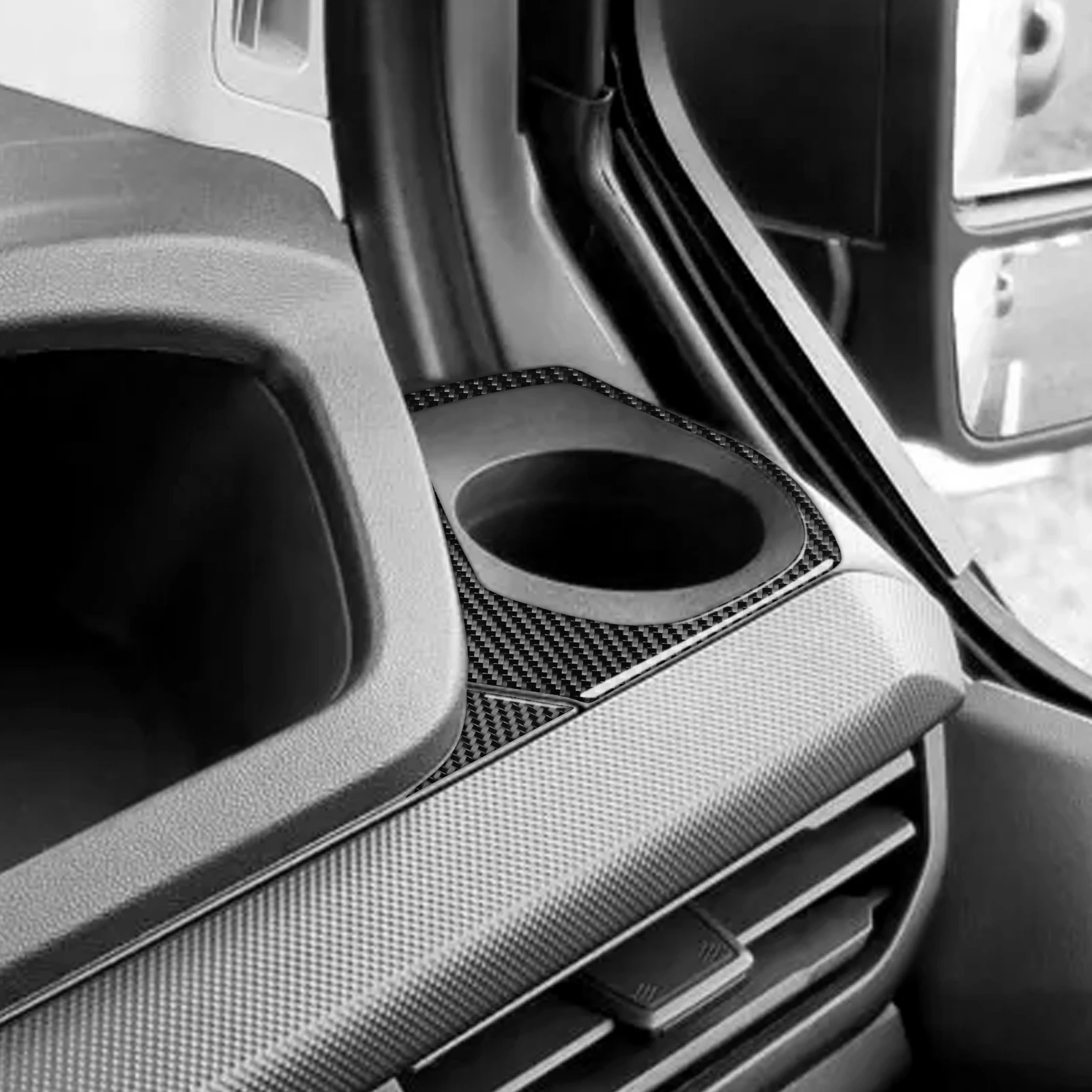 For Ford Transit Custom V700 2023-2026 Carbon Fiber Co-pilot Instrument Water Cup Holder Frame Cover Car Accessories Sticker