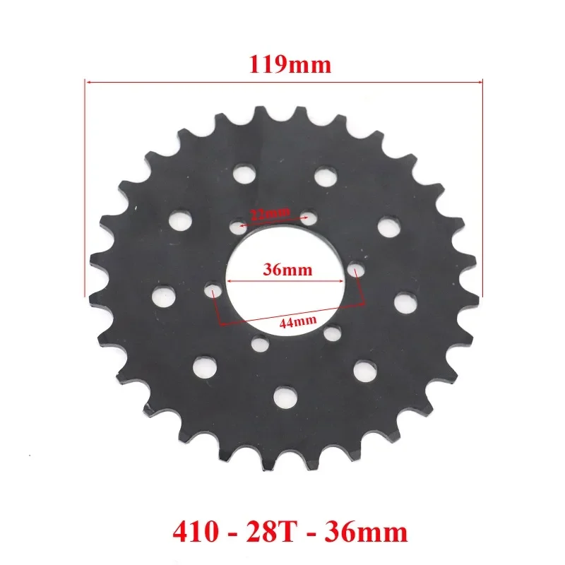 Zza para 410 12T 16T 18T 28T piñón de cadena piñón de cadena Scooter Eléctrico Motor piñón rueda de cadena