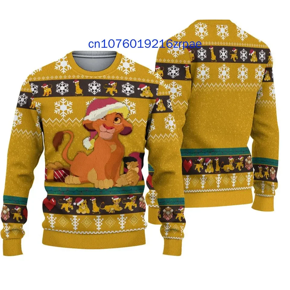 Christmas Scar Ugly Sweater Men's Women's 3d Print The Lion King Ugly Sweater Disney Belle Princess Ugly Christmas Sweater Tops