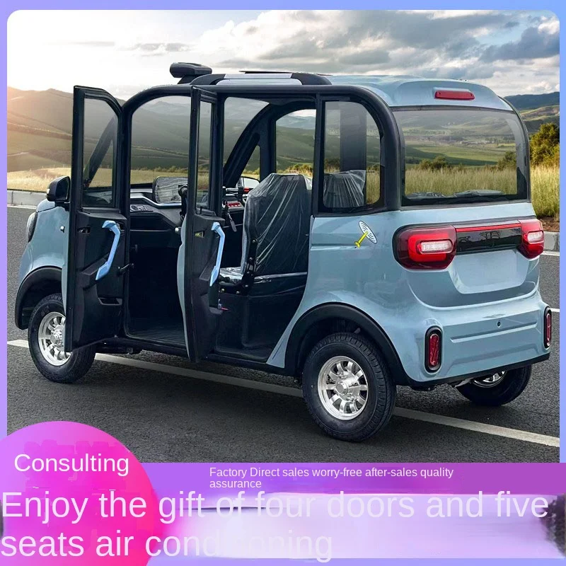 New energy electric four-wheel car home adult female small fully enclosed oil and electricity dual-purpose scooter for