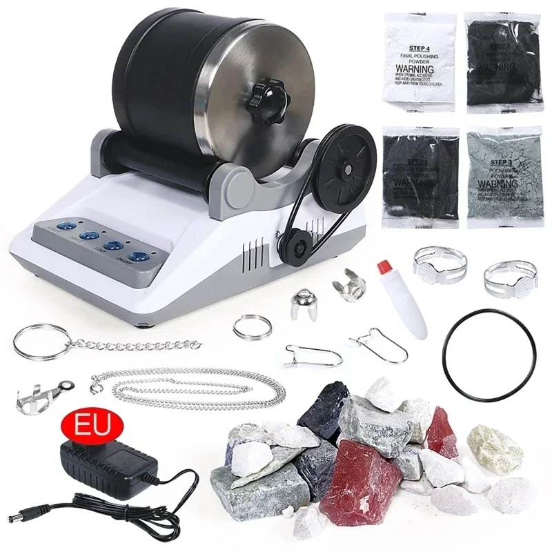 

DIY Electric Gemstone Rough Polishing Machine Kit for Kids and Adults, 220V Rock Tumbler Toy with Sand