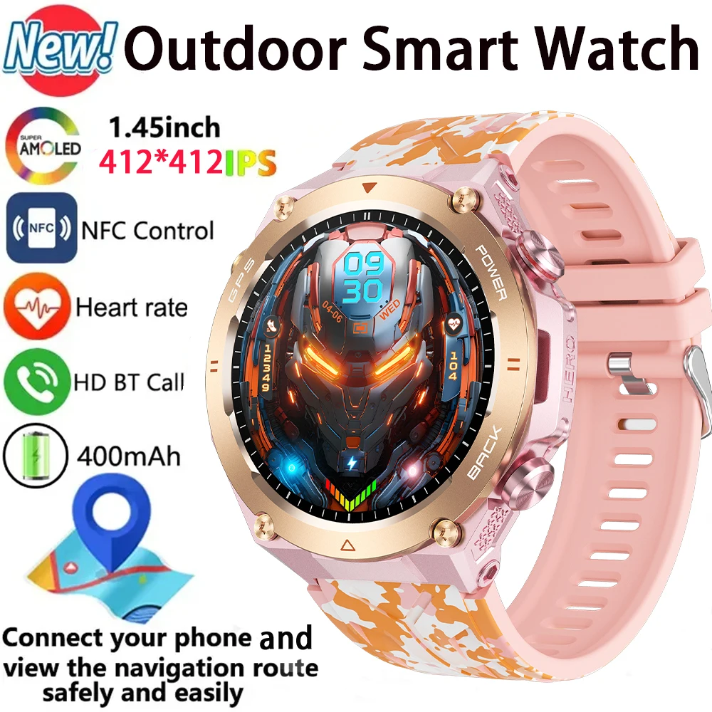 New GPS Outdoor Multifunctional Sports Smart Watch Bluetooth Call Health Monitoring Compass 1ATM Waterproof Fitness Smartwatches