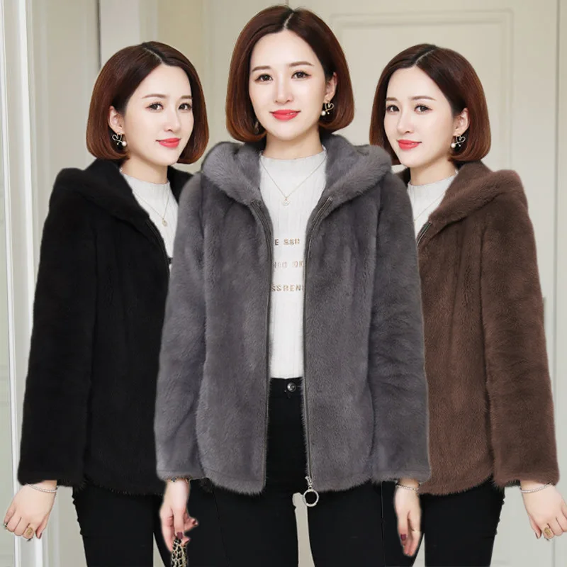 Thick Double-sided Coral Fleece Loose Hooded Warm Hoodie Women's Cardigan Western-style Lamb Plush Jacket