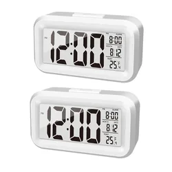 Digital Alarm Clock with Indoor Temperature Battery Operated Snooze Model 12/24H Display for Bedrooms Heavy Sleepers Travel