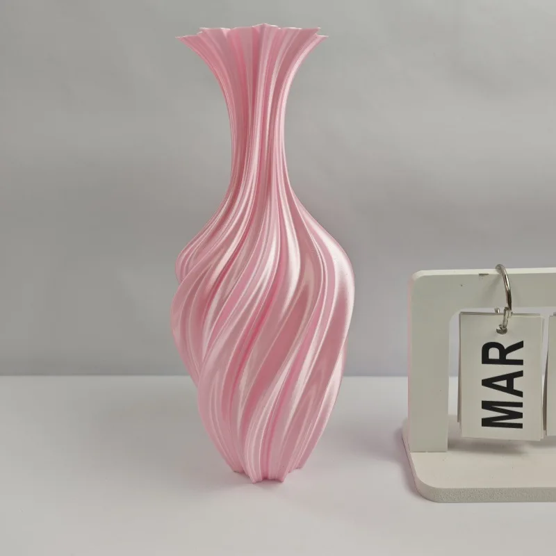 北欧風フラワーベース-ルームデコレーション-プラスチック製フラワーベース-3dプリント-抽象的なツイストフラワーボトル-美しいフラワーアレンジメントディスプレイ