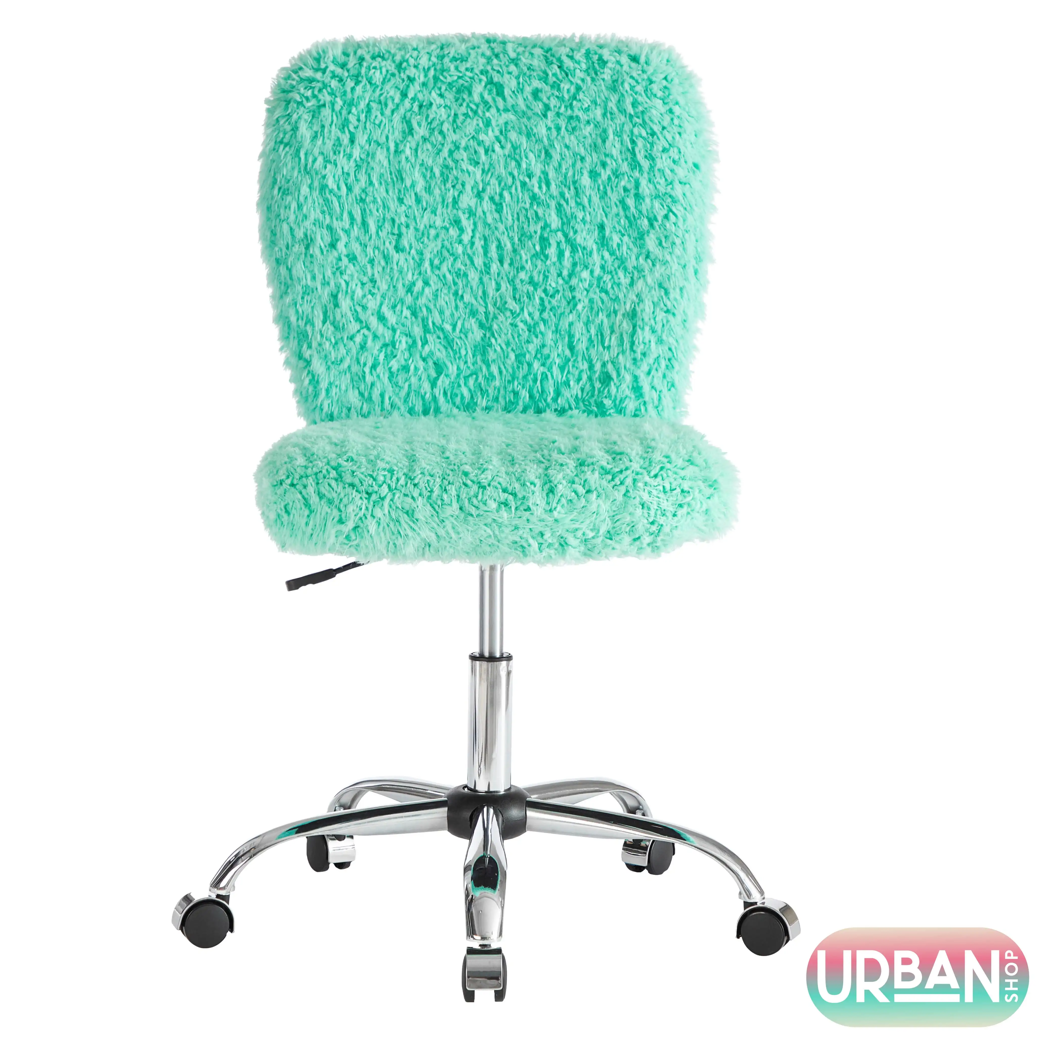 Faux Fur Armless Swivel Task Office Chair, Multiple Colors