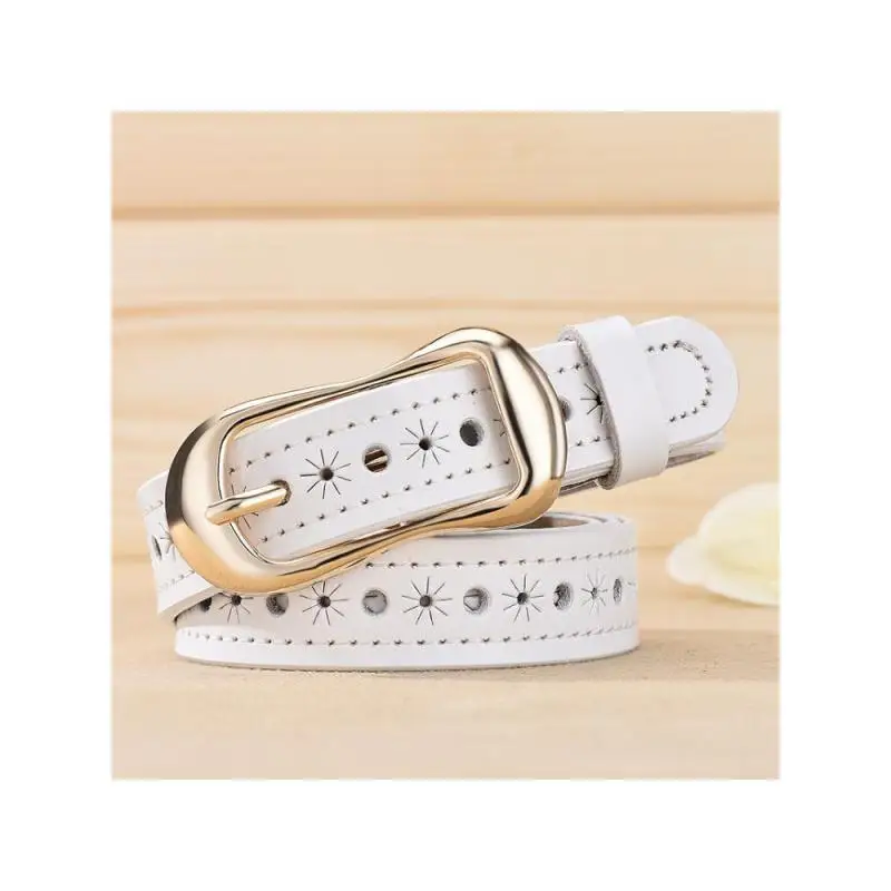 2pcs 105-115cm Real Cowhide White Belt Women Genuine Leather Hollow Factory Direct Supply Stock All match free  Jeans Skirt