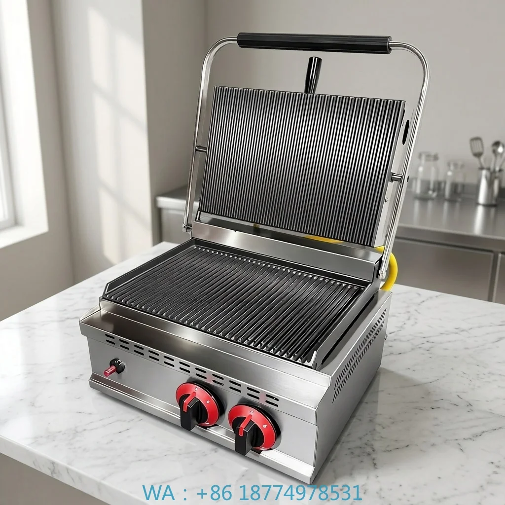 Heavy Duty Commercial Gas Cooking Plate for Restaurant Use, Flat Roasting Station for Panini Preparation