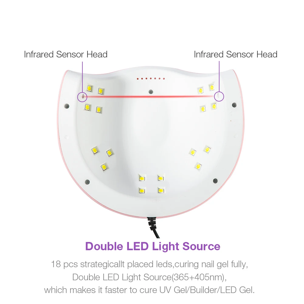 โคมไฟเล็บ LED UV 36W 18 เม็ดโคมไฟเครื่องเป่าเล็บเซ็นเซอร์อัตโนมัติแห้งเร็ว