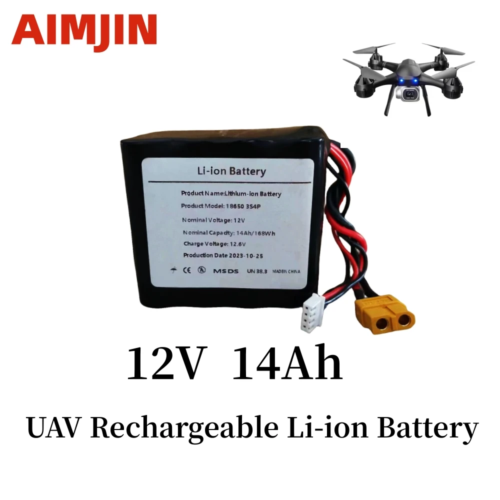 

3S4P 12V 14Ah 12.6V High Capacity UAV Rechargeable Li-ion Battery For Various RC Airplane Quadrotor