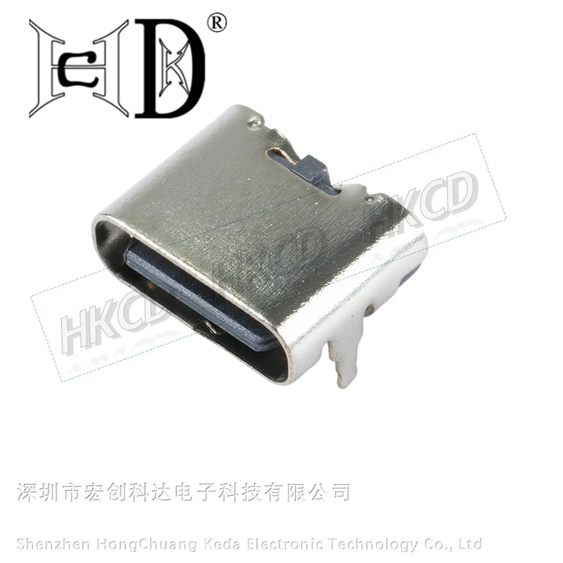 5Pcs Type-C 2Pin Horizontal 90 ° Plug-in Board Quick Charging Type-C Female USB Female Plug-in Connector - Image 3