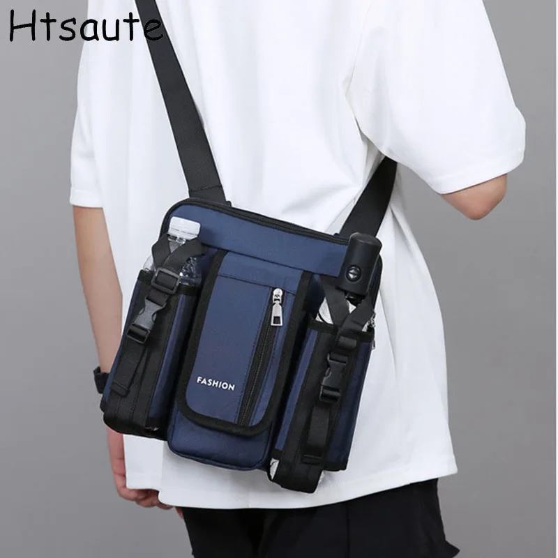 

Men's Crossbody Bags Oxford Cloth Multi-Pocket Shoulder Messenger Bag with Bottle Holder for Travel Commute Sports Casual Daily