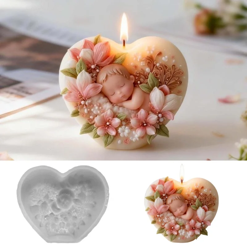 

Силиконовая форма для свечей в форме сердца, DIY, для цветов, детских ароматических свечей, мыла ручной работы, гипса, смолы, креативное изготовление праздничных подарков