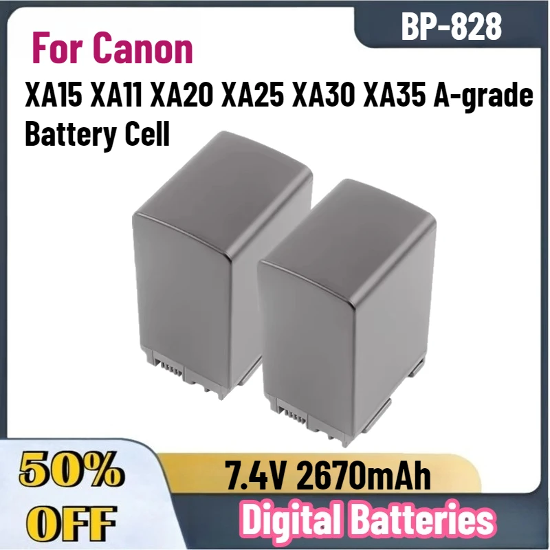 New High-Performance 7.4V 2670mAh BP-828 BP820 Lithium Battery For Canon XA15 XA11 XA20 XA25 XA30 XA35 A-grade Battery Cell