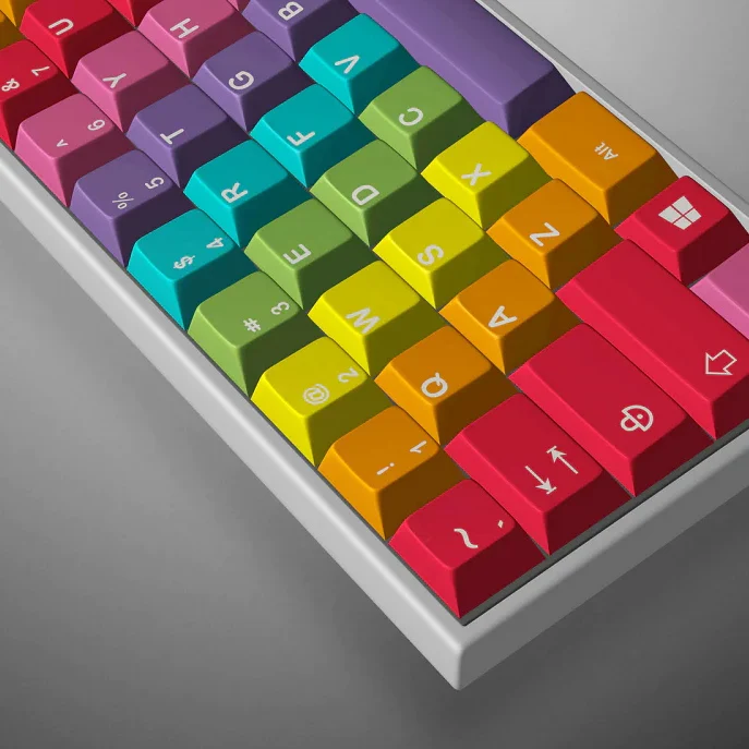 Rainbow theme keycaps Original height PBT mechanical keyboard Sublimation customization Personality Small full set