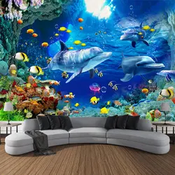3d undersea printed tapestry psychedelic room decoration wall hanging marine coral dolphin home wall decoration cartoon mural