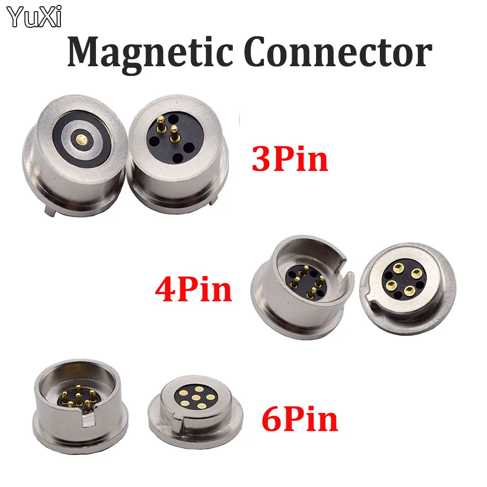 YUXI 1Pair 3/4/6pin Circular Magnetic Connector Adsorption Charging Connector 5V 2A Magnetic Charging Male Female Socket