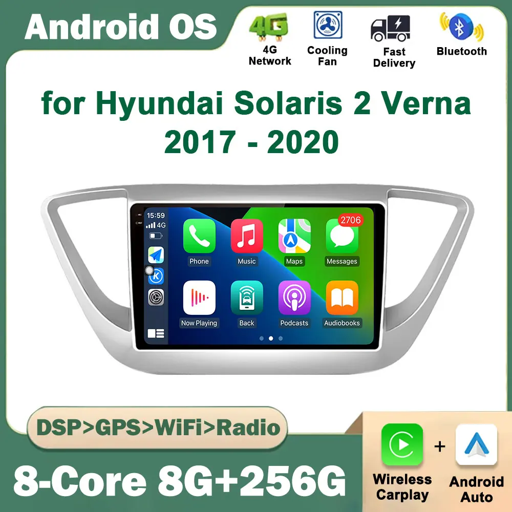 

Car Radio Multimedia Video Player GPS Navigation for Hyundai Solaris 2 Verna 2017 - 2020 Android OS BT WiFi Autoradio Head Unit