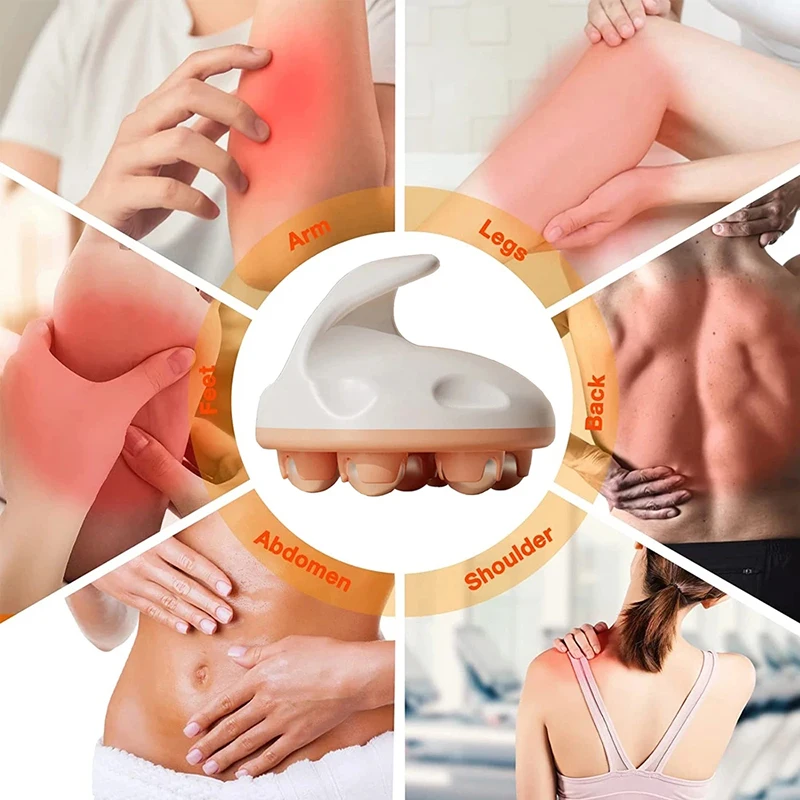 Hand Roller Massager With 360-degree Metal Balls For Neck Abdomen Thigh Back Body Pain Relief Deep Tissue Muscle Relax