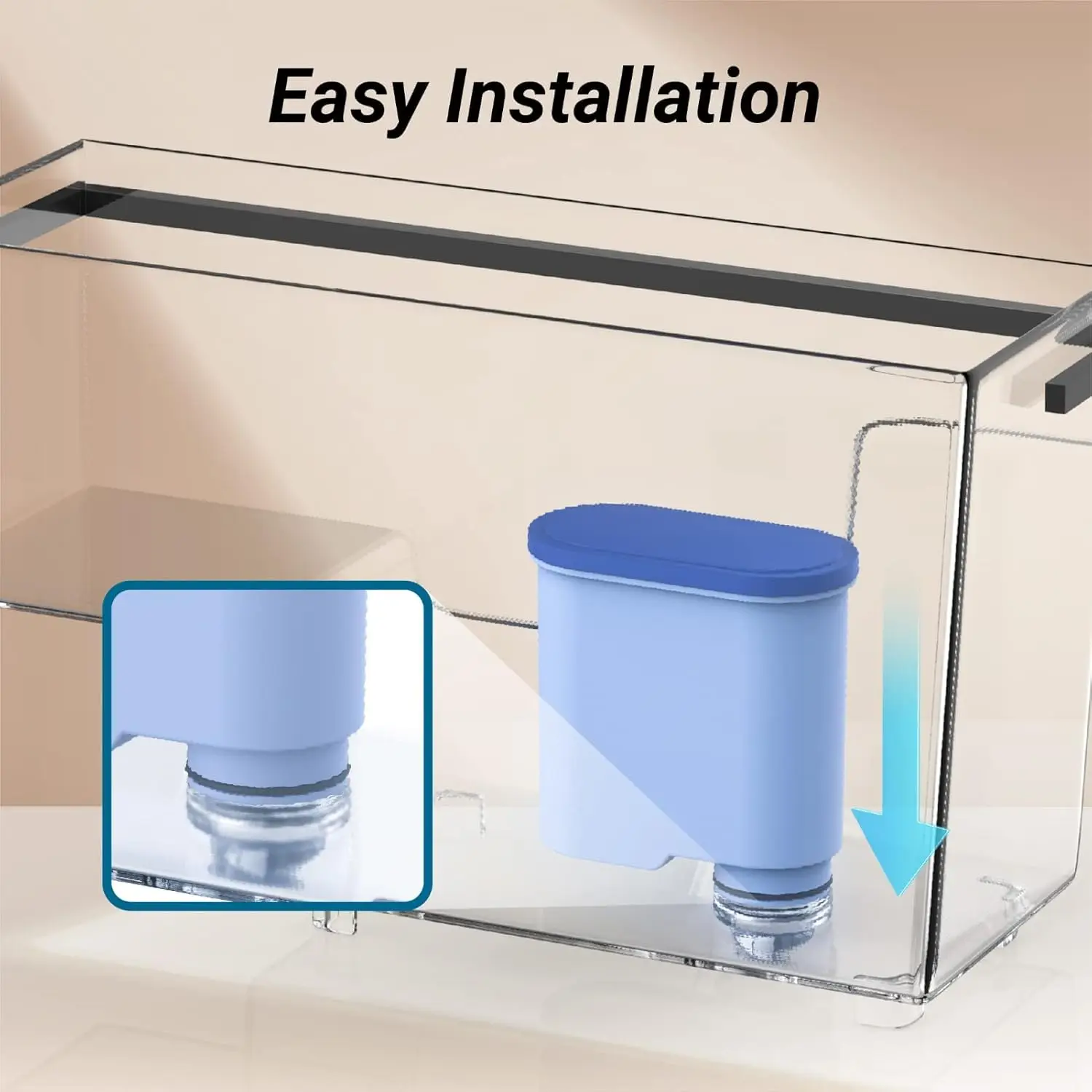 متوافق مع فيليبس ®   أكوا كلين ®   CA6903/10 CA6903/22 CA6903 مرشح الكلسي الكلسي، يقلل من محتوى الكلس الكريمي في الماء