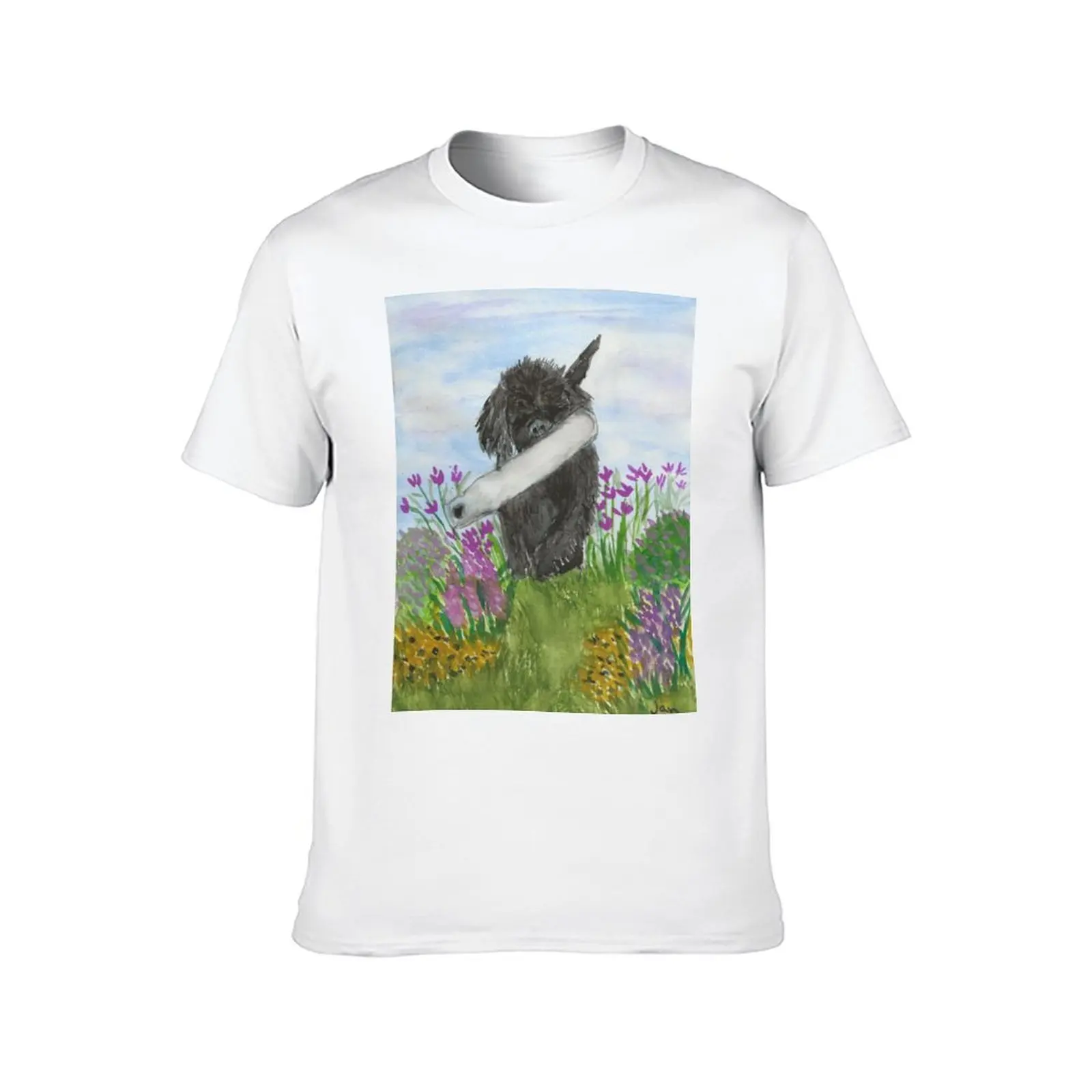 تي شيرت كبير الحجم تي شيرت قميص مطلي تي شيرت جرو قطن رجل مسطح أنيمي المسترد مصمم t #2