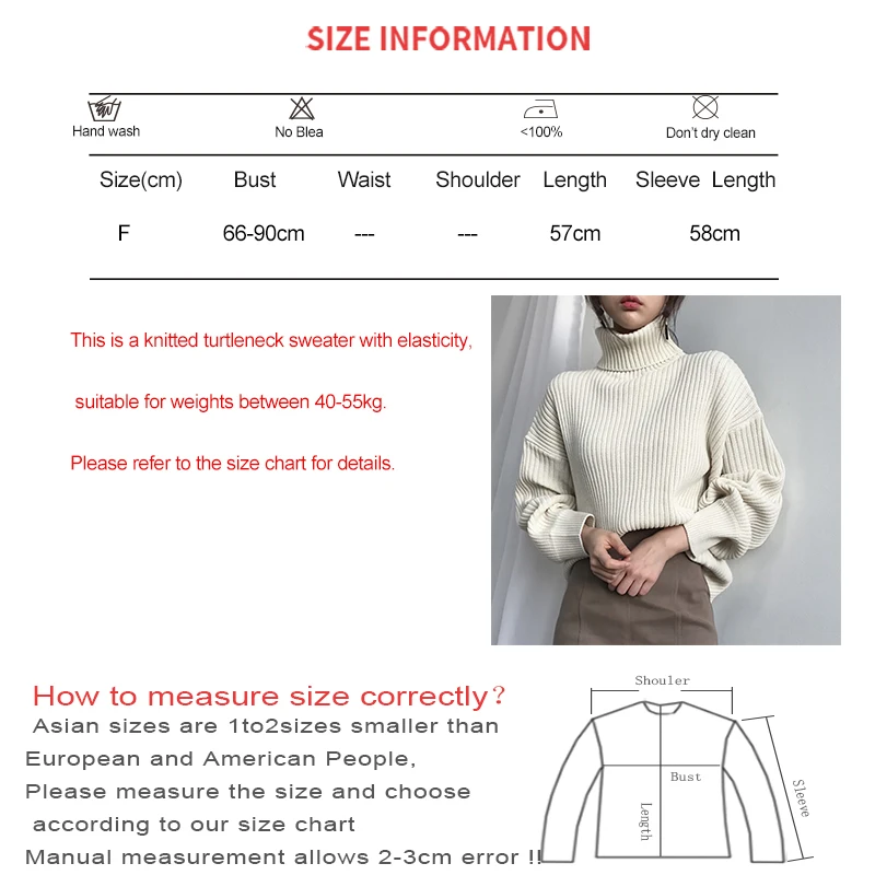 HELIAR Women Turtleneck Knitted Warm Sweater Long Sleeve Solid Loose Causal Jumpers Pullover Office Sweater Autumn Winter