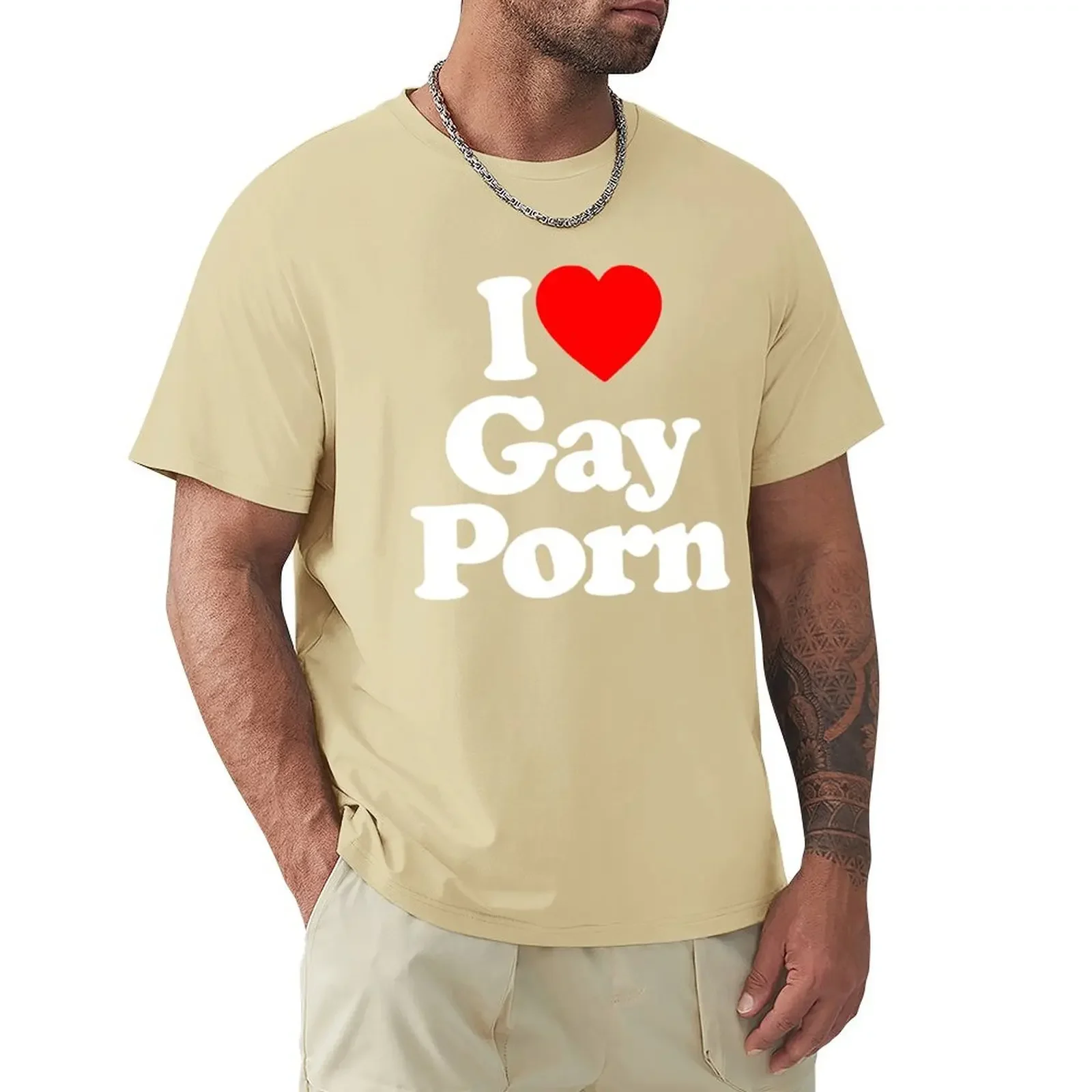 Funny I Love Gay Porn Mens T Shirts Casual Summer LGBT T Shirt Unisex Short Sleeve Streetwear Round Neck Men's T-shirt