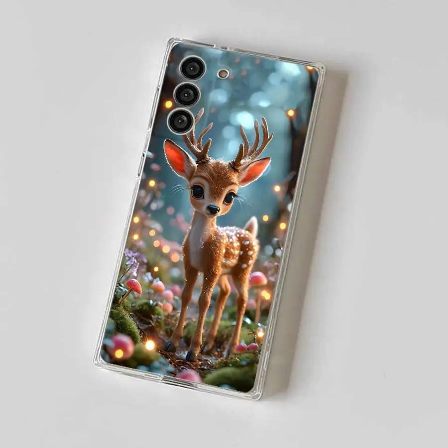 Custodia per telefono per Samsung Galaxy S10 Plus S22 S24 FE S20 S21 S25 Ultra S23 Nota 10 20 Ultra Trasparente Morbido Cervo della Foresta Profonda