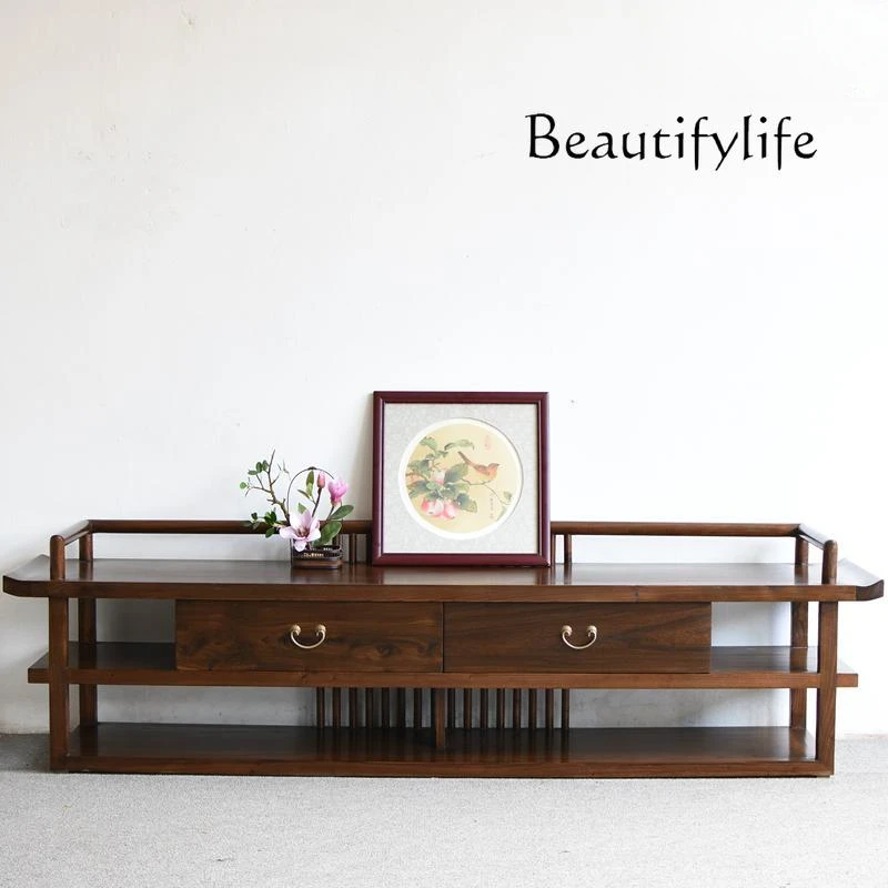 Nordic New Chinese Style Solid Wood TV Cabinet Zen Simple Audiovisual Cabinet