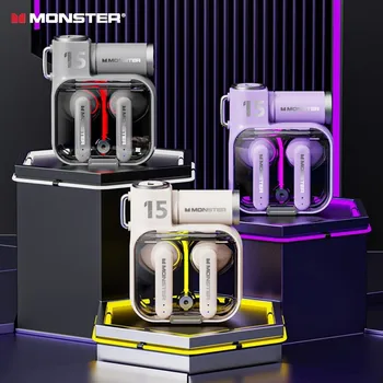 Choice Monster 블루투스 5.3 무선 게임용 헤드셋, 장거리 소음 차단 헤드폰, HIFI 스테레오 음악 이어버드, XKT15