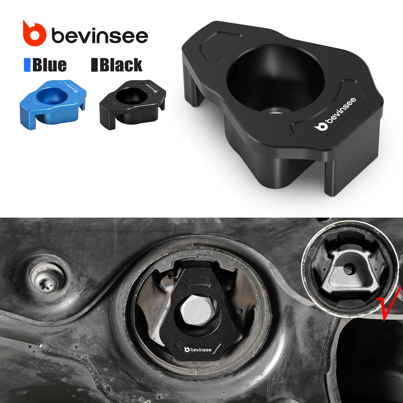 BEVINSEE Lower Motor Mount Insert for VW for Golf MK7 MK8 for Passat B8 for Tiguan MK2, for Audi A3 RS3 TT TTRS Q2, for Skoda
