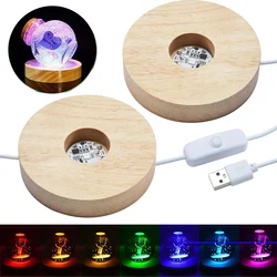 Natural Stone Orgonite Pyramid Crystal Wood Light Base Remote Control Wooden LED Night Light Stand Lamp Holder Lamp Home Decor